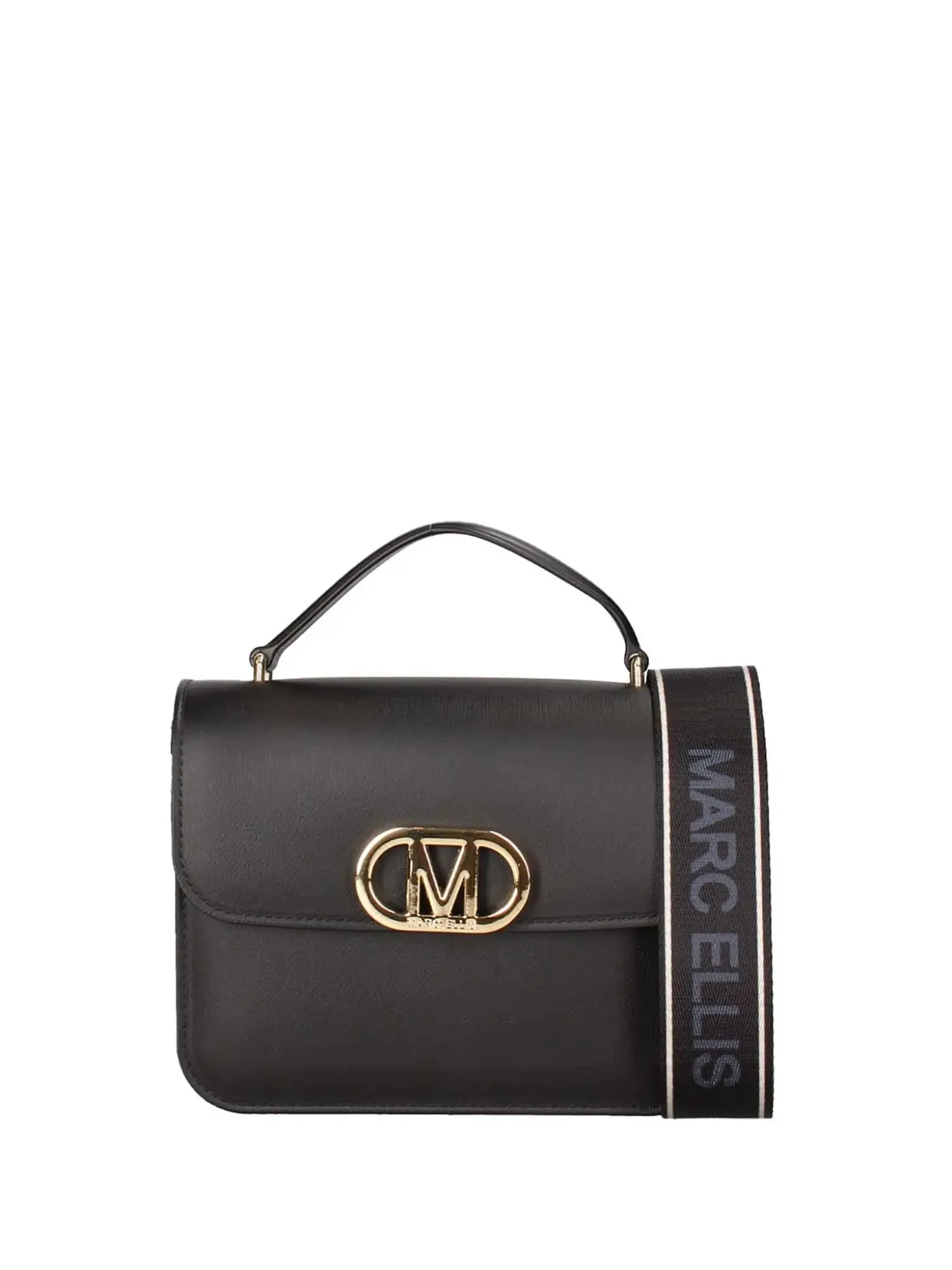BORSA A SPALLA DONNA - MARC ELLIS NERO-ORO - FLAT EAR 26