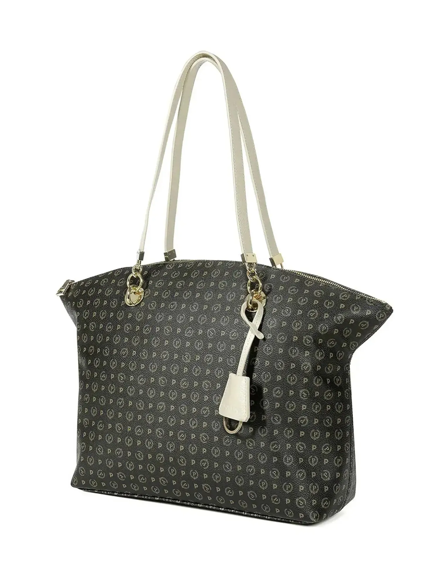 BORSA A SPALLA DONNA - POLLINI NERO-AVORIO - TE8408PP02Q11