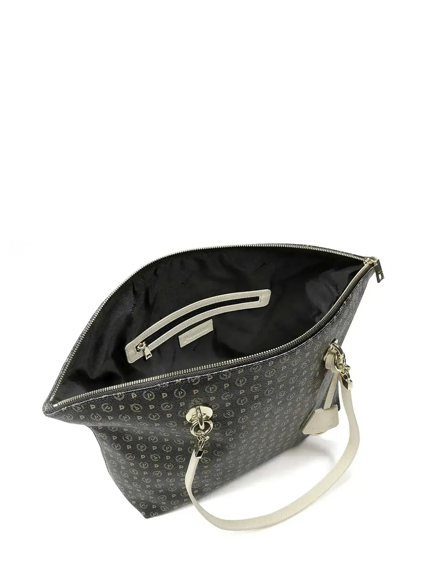 BORSA A SPALLA DONNA - POLLINI NERO-AVORIO - TE8408PP02Q11