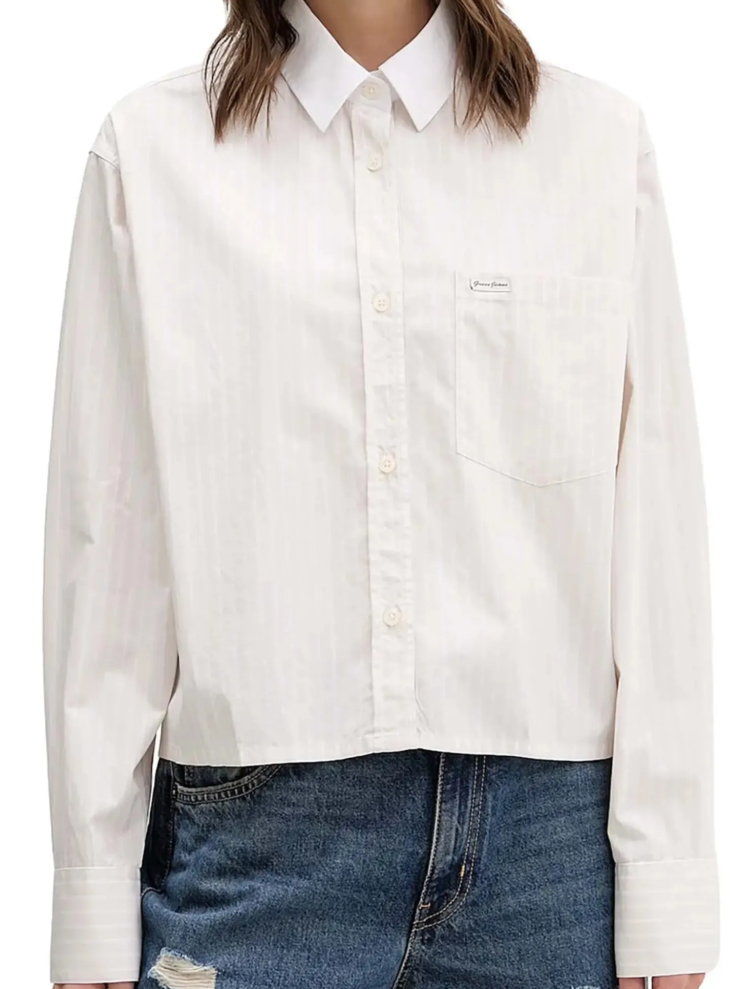 CAMICIA DONNA - GUESS JEANS BIANCO - W6RH64 WH7Q1