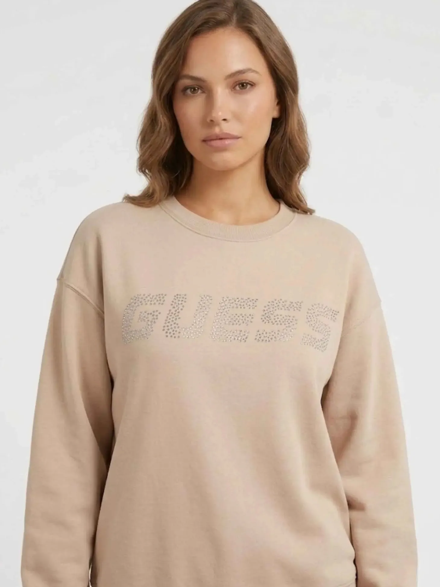 FELPA DONNA - GUESS ATHLEISURE BEIGE - V4BQ15 K7UW2