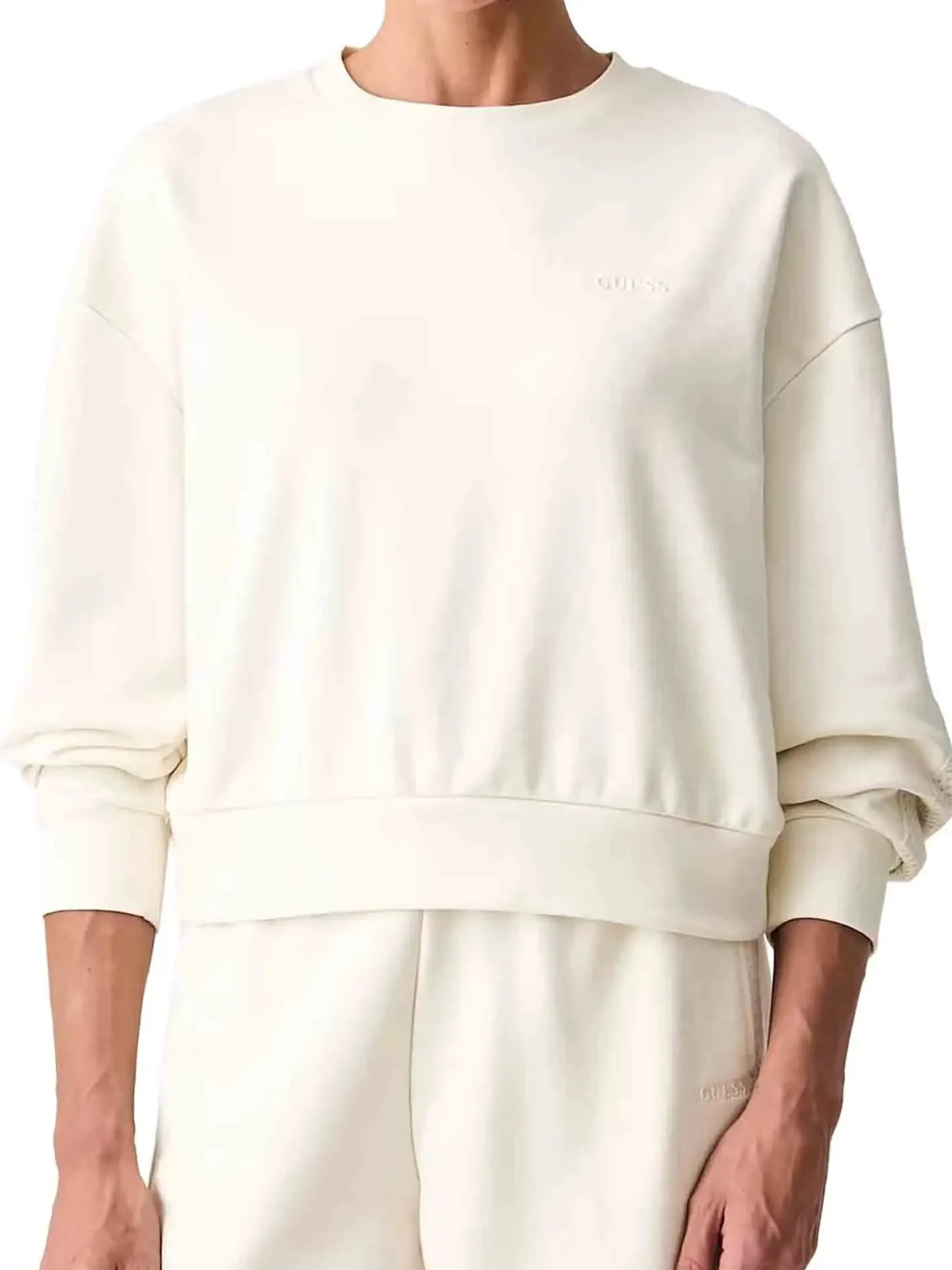 FELPA DONNA - GUESS ATHLEISURE BIANCO - V6YQ10 K4291