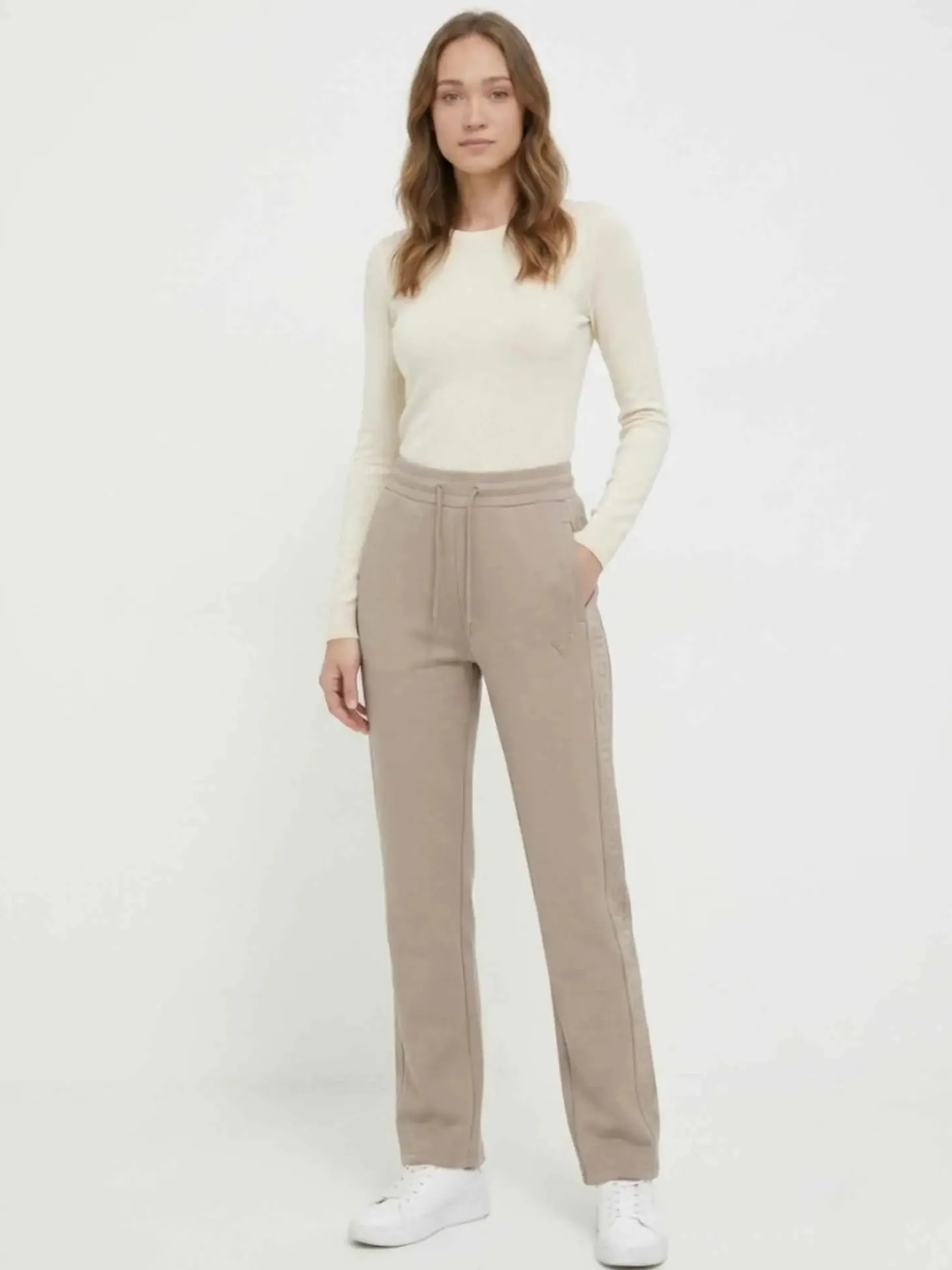 PANTALONE DONNA - GUESS ATHLEISURE BEIGE - V3RB21 K7UW2