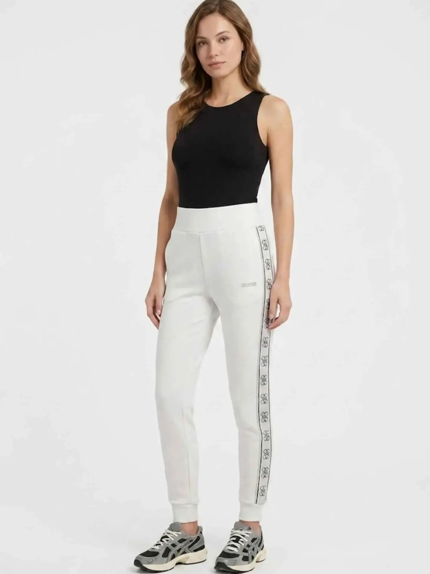 PANTALONE TUTA DONNA - GUESS ATHLEISURE BIANCO SPORCO - V2YB15 KB3P2
