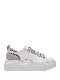 SNEAKERS DONNA - EMANUELLE VEE BIANCO-ARGENTO - 462P-100-13-P003