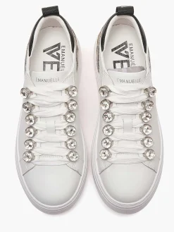 SNEAKERS DONNA - EMANUELLE VEE BIANCO-NERO - 462P-100-13-P003