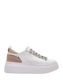 SNEAKERS DONNA - EMANUELLE VEE BIANCO-SABBIA - 462P-100-13-P003