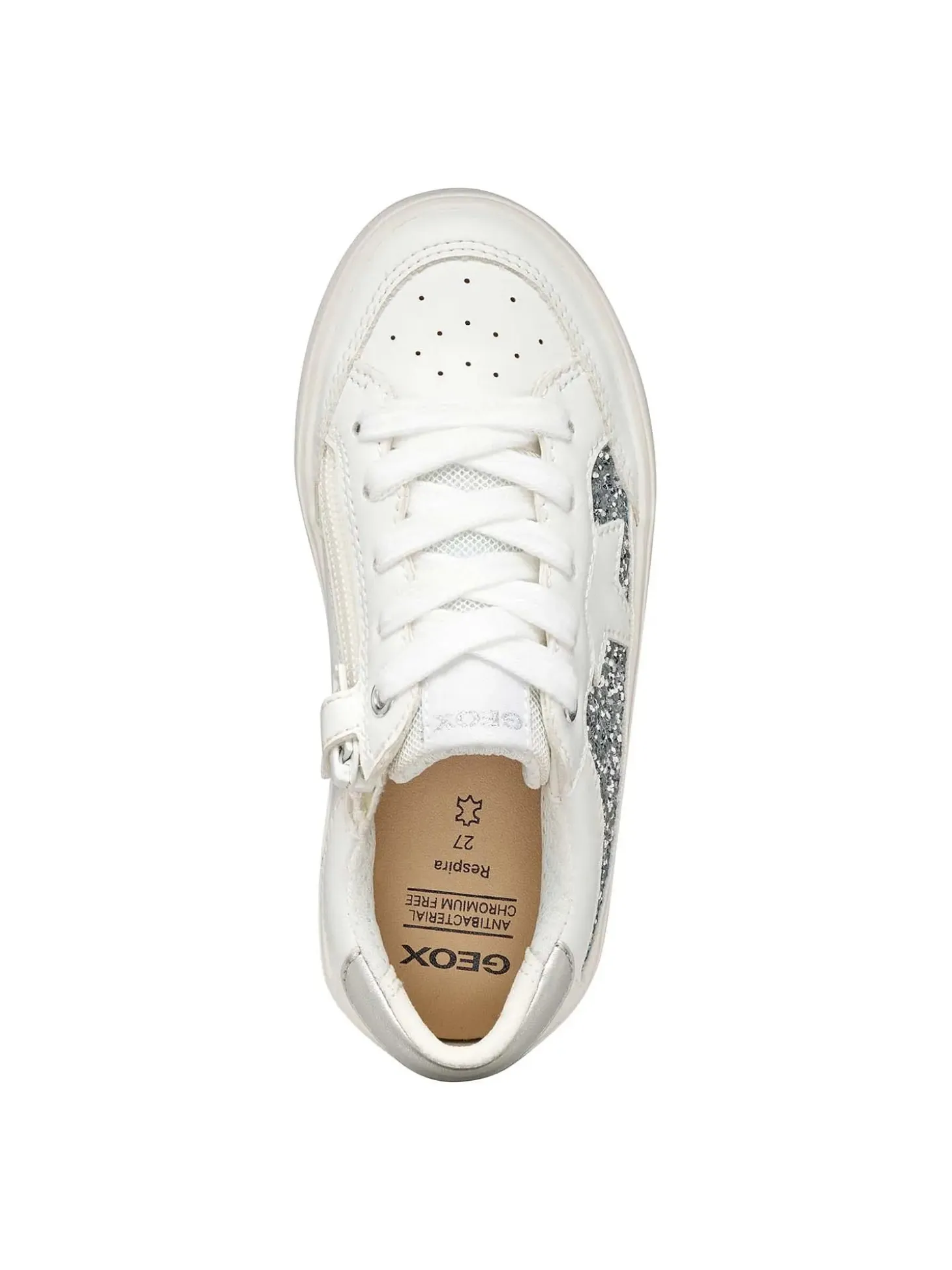 SNEAKERS RAGAZZA - GEOX BIANCO-ARGENTO - J654NB 0BCEW