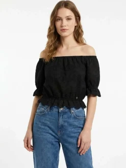 TOP DONNA - GUESS APPAREL NERO - W6GP47 K3336