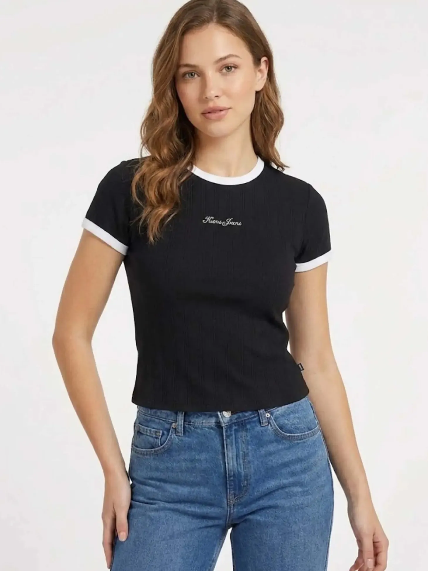 T-SHIRT DONNA - GUESS JEANS NERO - W6GPA9 KF641
