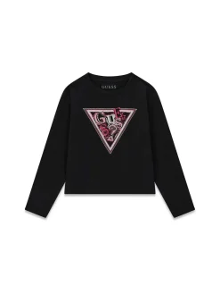 T-SHIRT RAGAZZA - GUESS KIDS NERO - J6YI07 K3704